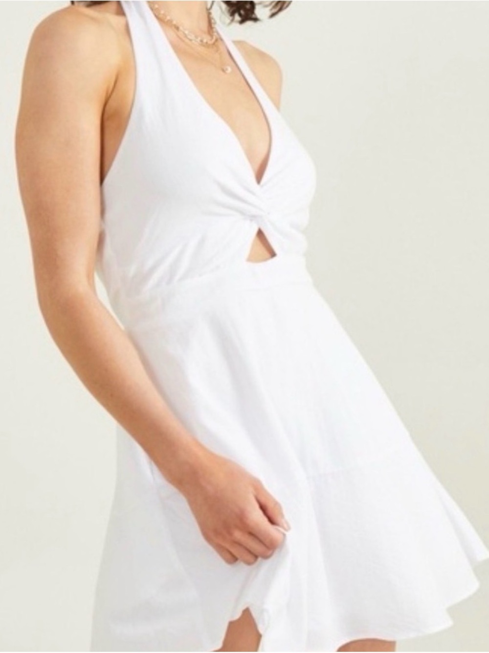 Altar'd State White Halter Twist Mini Dress